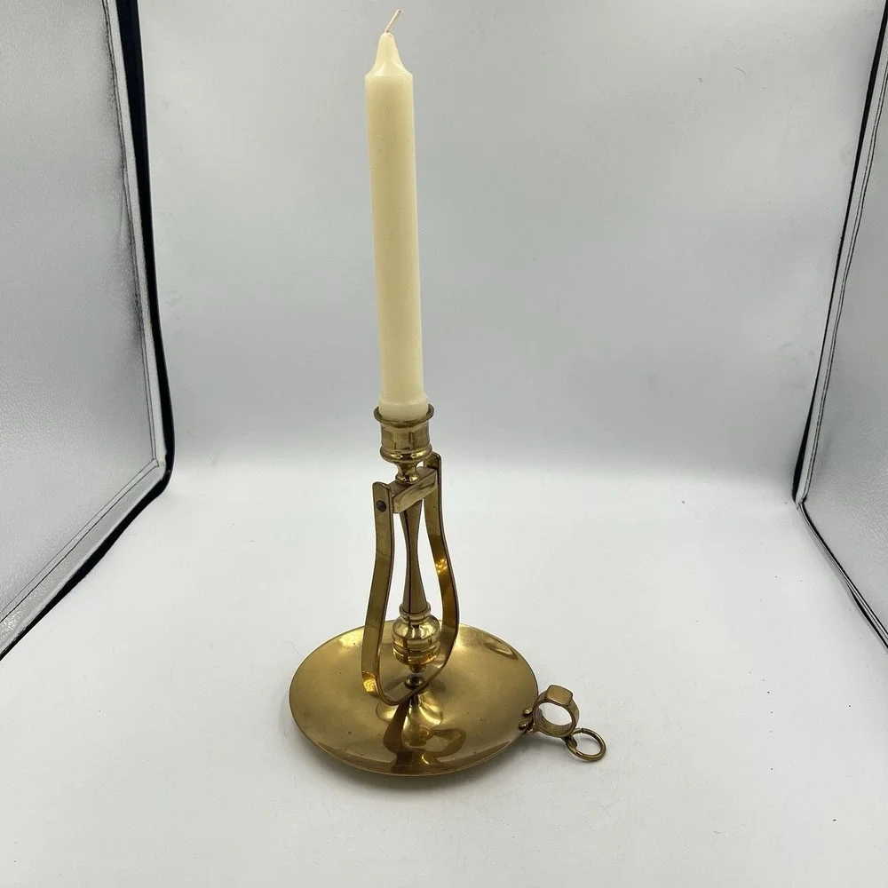 Vintage Valsan Brass Chamberstick Candle Holder Portugal Mid Century Modern‎ MCM